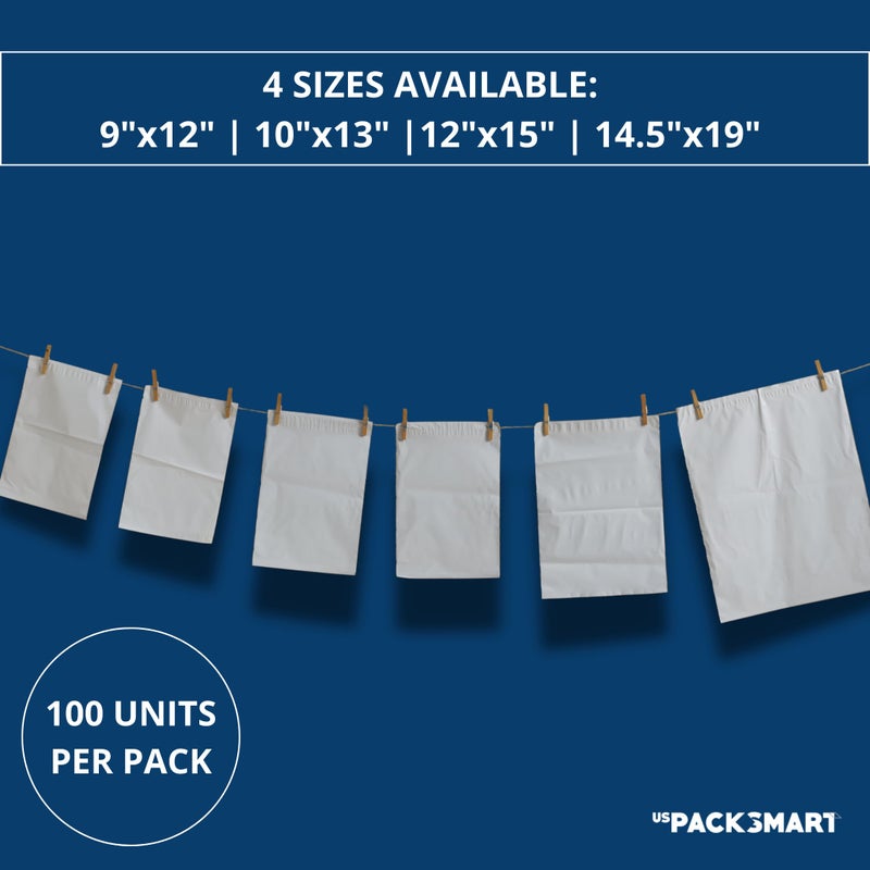 US PACK SMART White Plastic Poly Mailers 14.5"x19" | Shipping Bags for Clothing, Books & Accessories | Durable Shipping Envelopes | Waterproof, Tear-Proof with Strong Self-sealing Adhesive | 100-Pack - Image 2